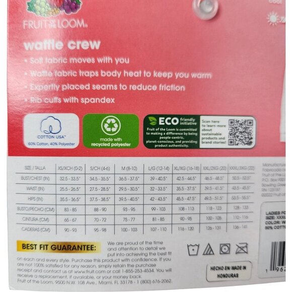 Fruit of the Loom EverSoft Women's Waffle Crew Shirt Size White 3X (22) NEW - Picture 10 of 11